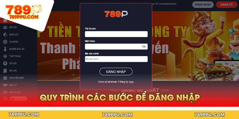 Quy trình các bước để đăng nhập 789p